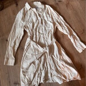 Rails Cream Organic Cotton Button Down Wrap Dress Size M